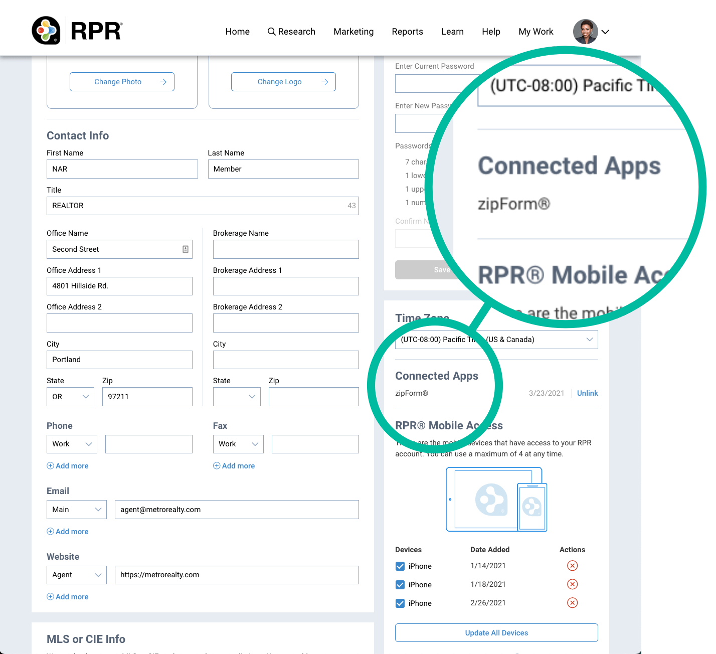 Connect zipForms and RPR